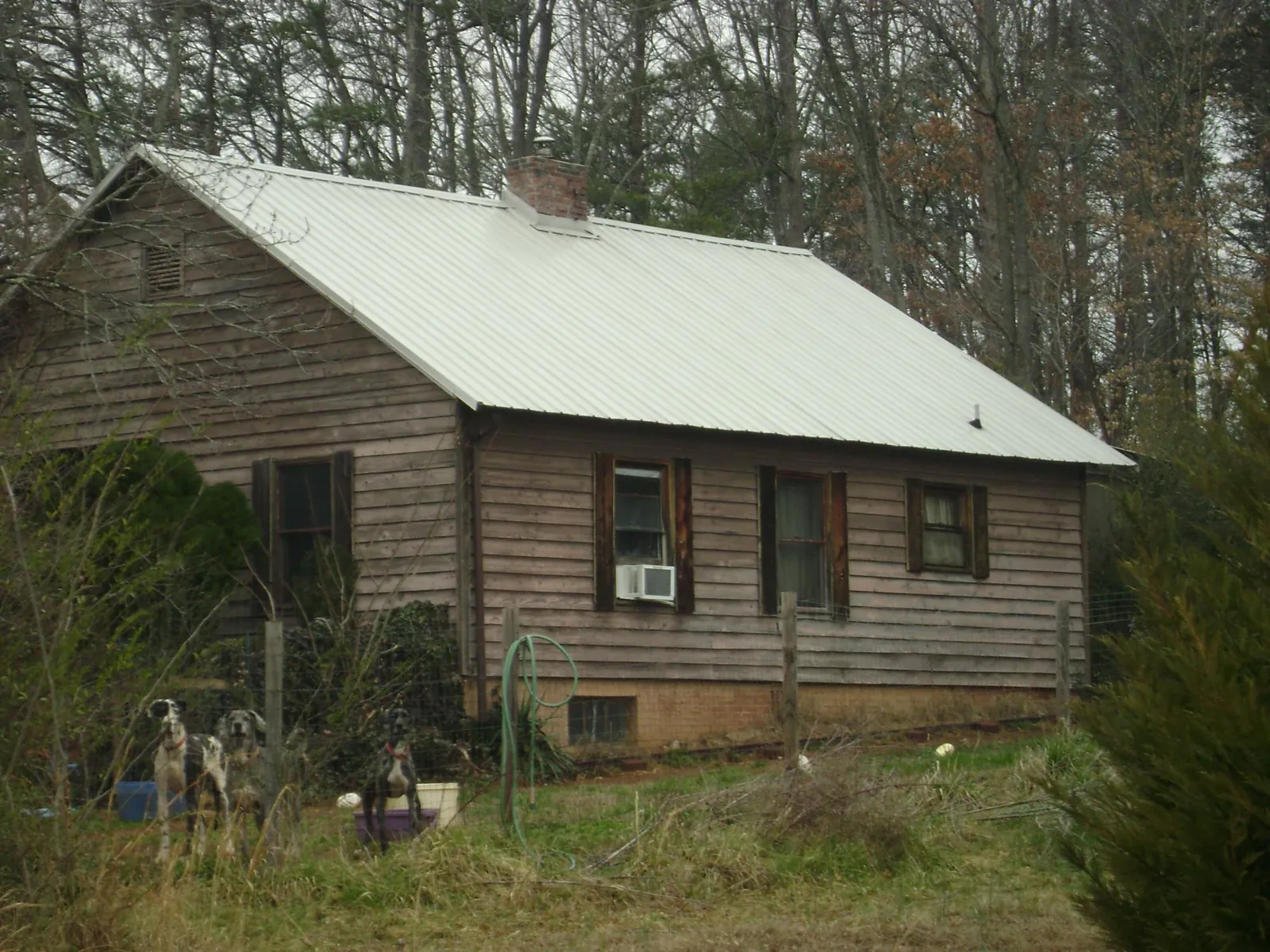 White metal roof on an old wood sided farmhouse, from a Asphalt Shingle Roof Repair job in South Sterling